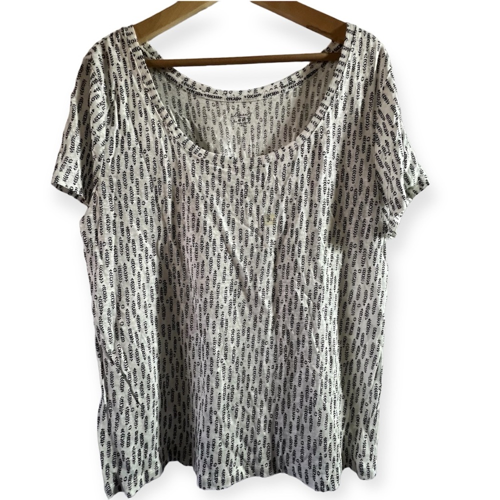 NWOT Ann Taylor LOFT Linen Top SZ XL Cream & Black Line/Dot Pattern/Design (B2)